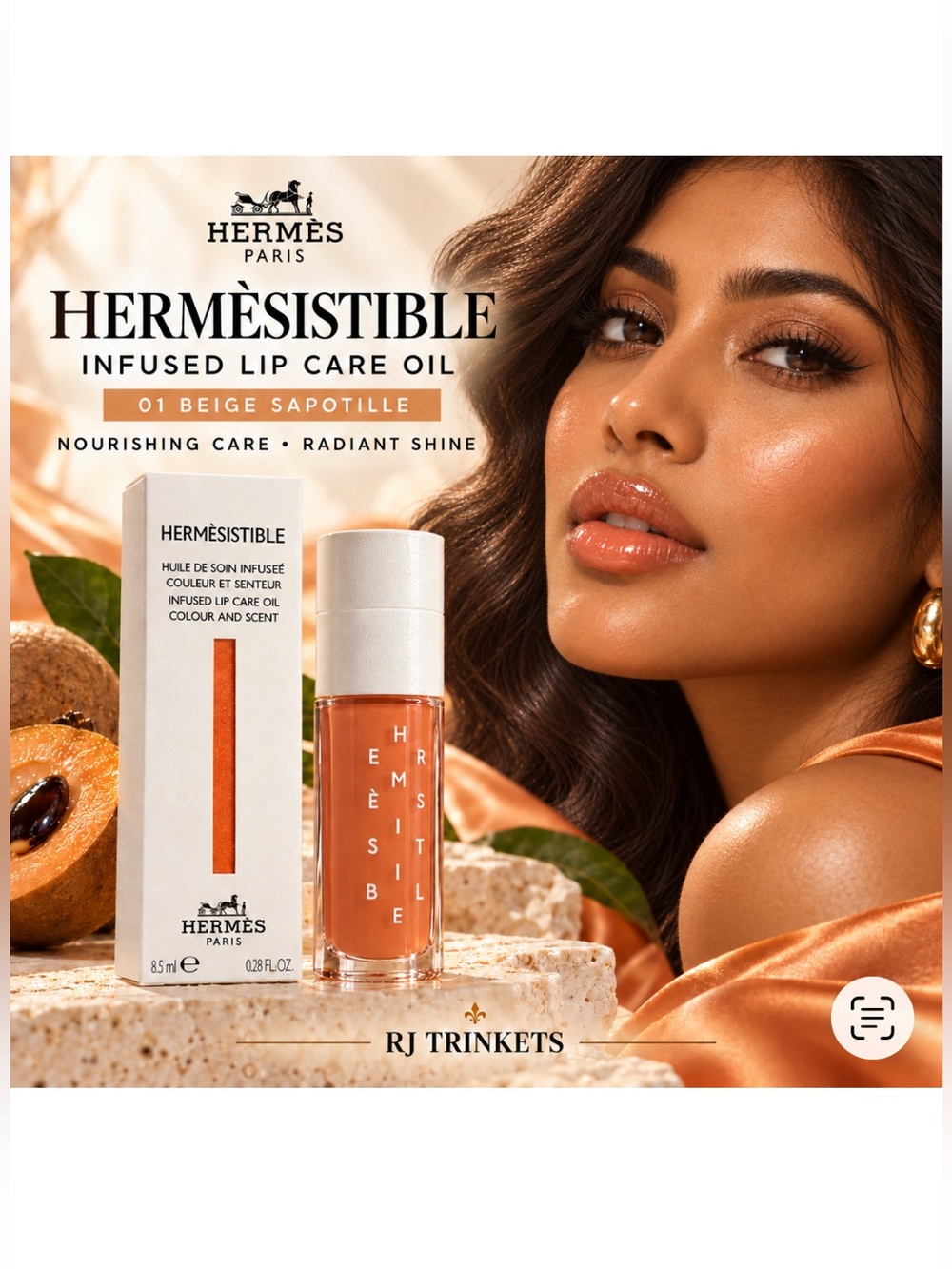 Hermesistible Infused Lip Care Oil — Beige Sapotille